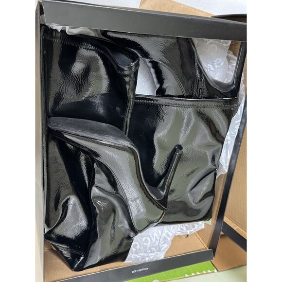 INC Keenah Patent Square Toe Black Thigh-High Boots Women's Size 7M New In Box - Picture 2 of 7